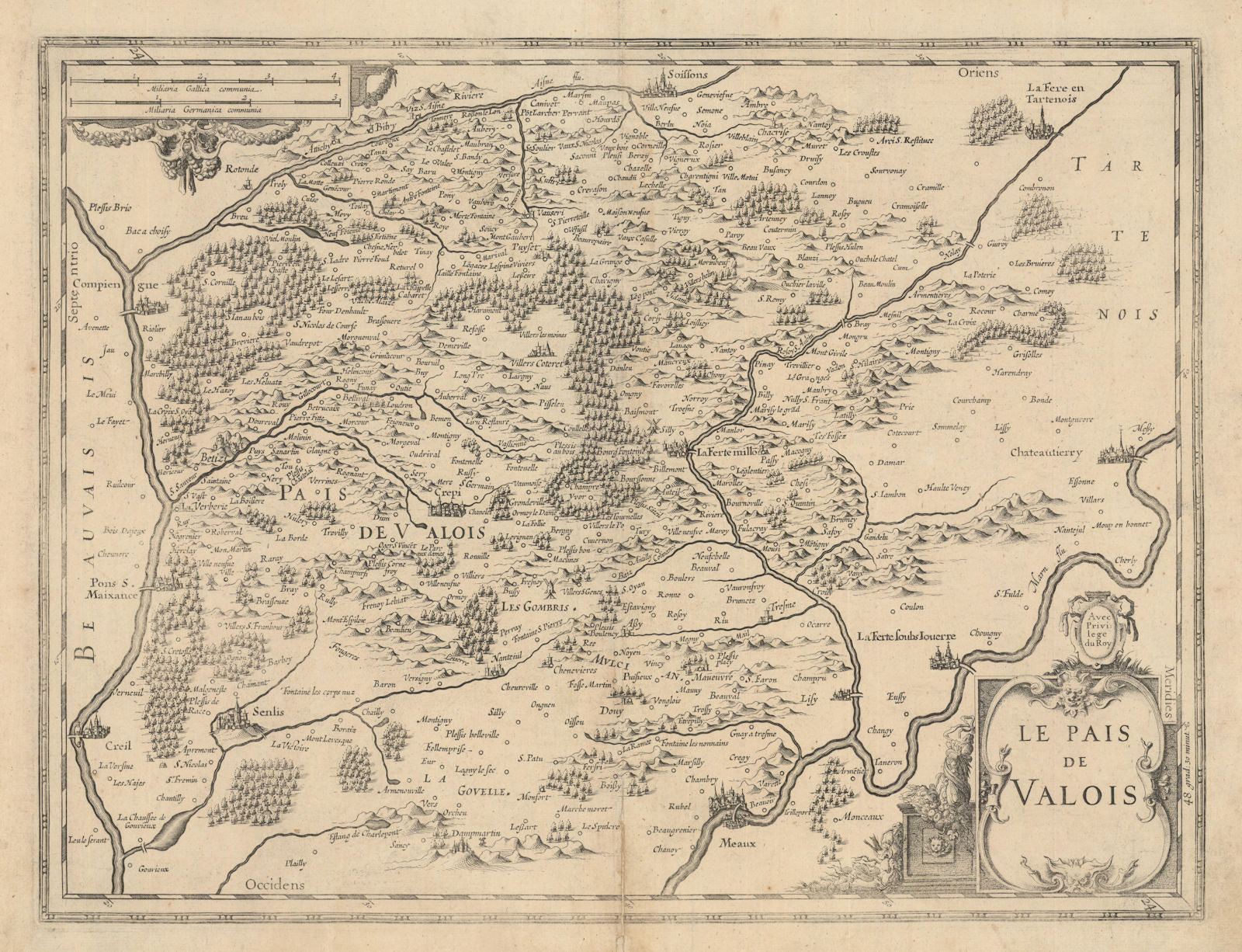 Le Pais de Valois. Oise, Seine-et-Marne & Aisne. Mercator / Hondius 1631 map